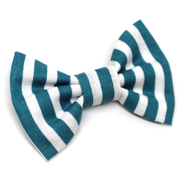Turquoise Striped Bow Tie