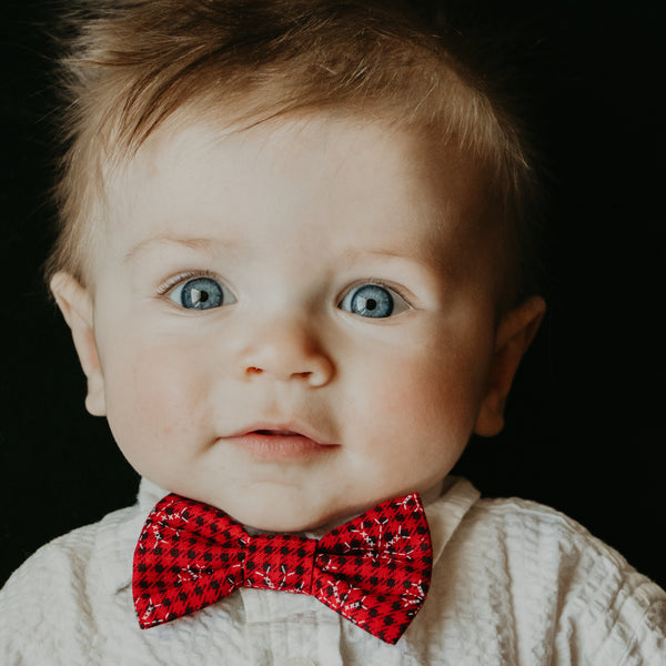 Buffalo Plaid Snowflake Bow Tie