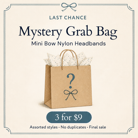 Mini Bow Nylon Headband Mystery Grab Bag - 3 mini bow headbands for $9