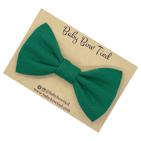 Green clip-on bow tie for babies and boys on a Baby Bow Tied card