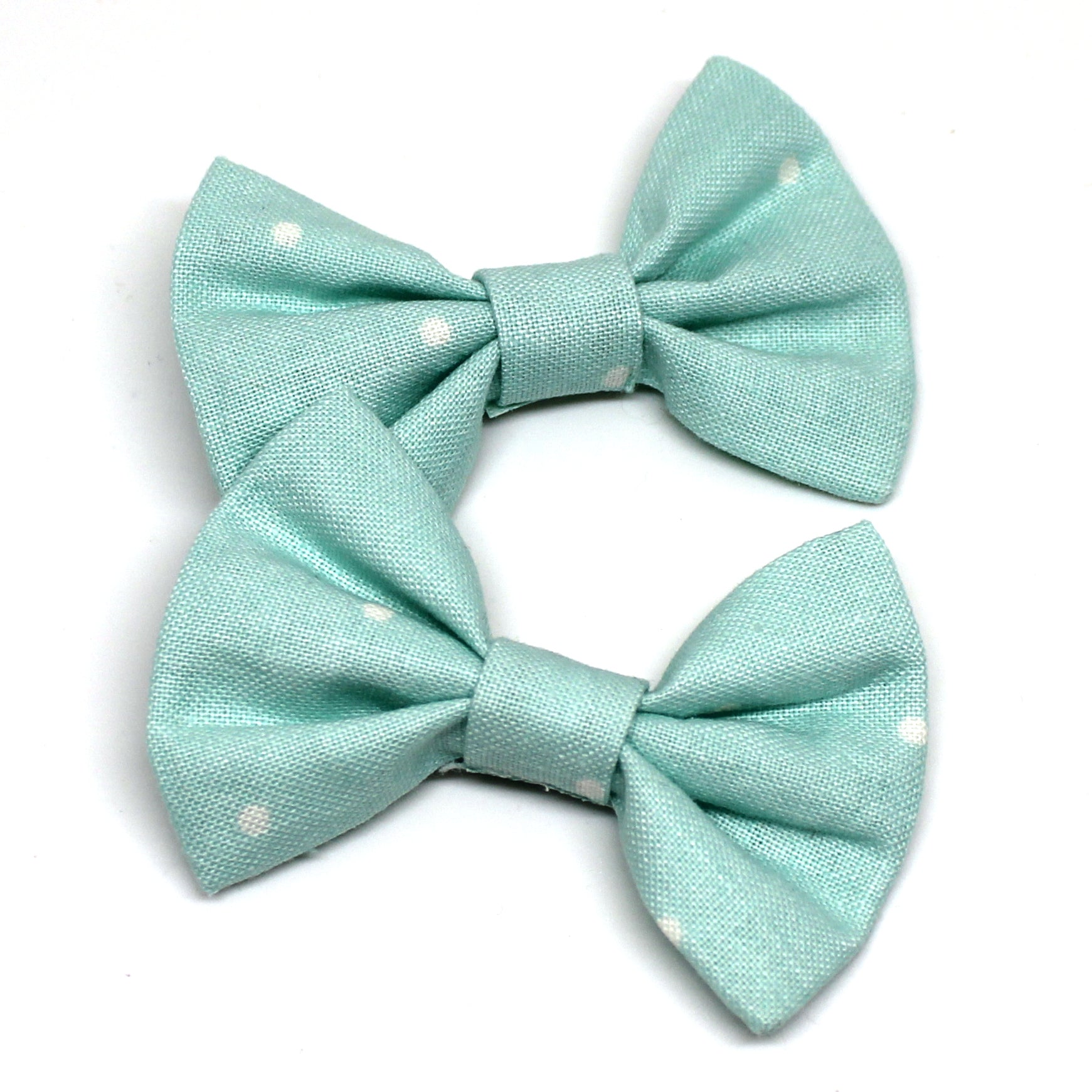 Baby Blue Polkadot Fabric Pigtail Clips