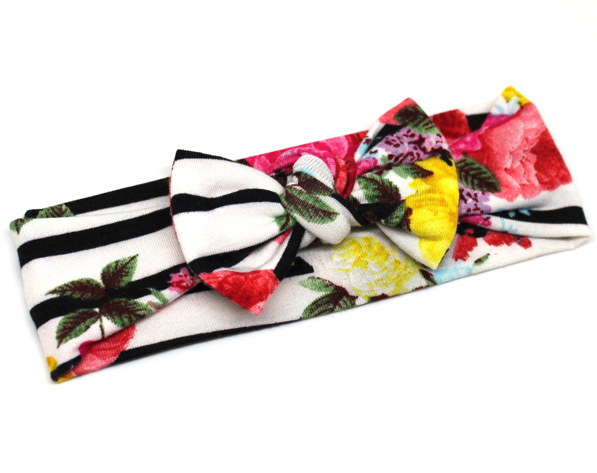 Black Striped Floral Headband
