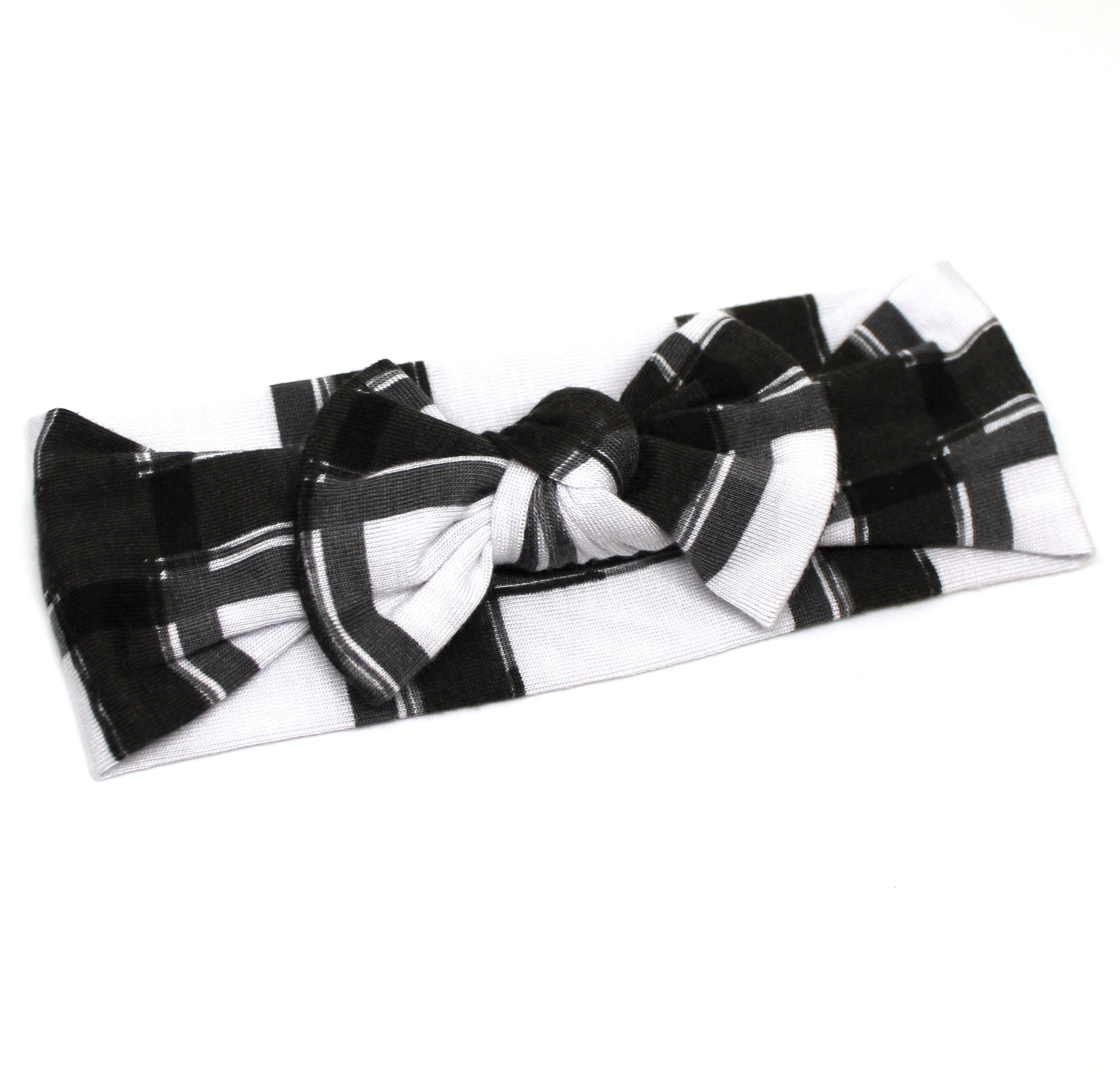 Black + White Plaid Headband