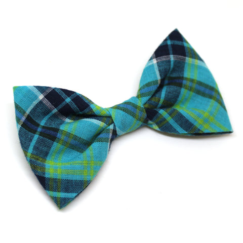 Blue Plaid Bow Tie