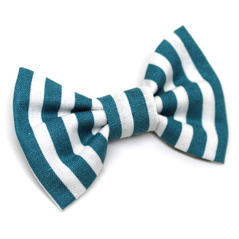 Turquoise Striped Bow Tie
