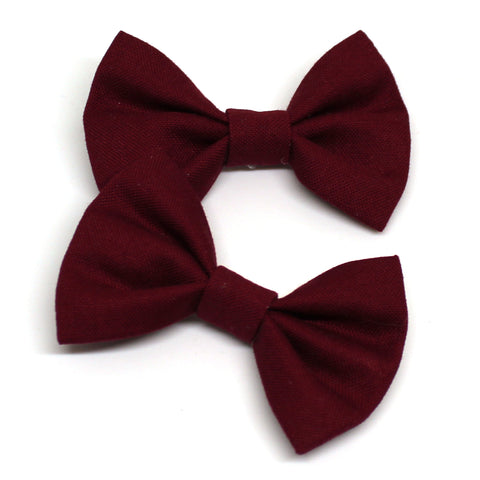 Burgundy Fabric Pigtail Clips