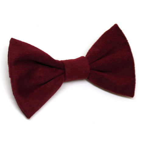 Burgundy Faux Suede Bow Tie