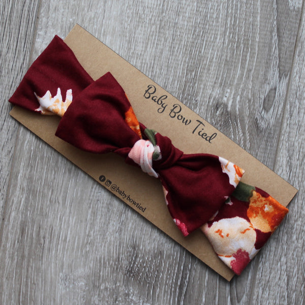 Burgundy Floral Headband