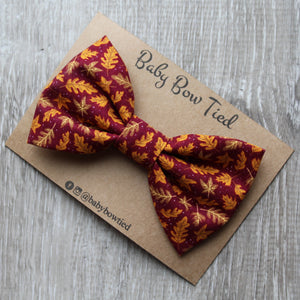 Burgundy Leaf Bow Tie