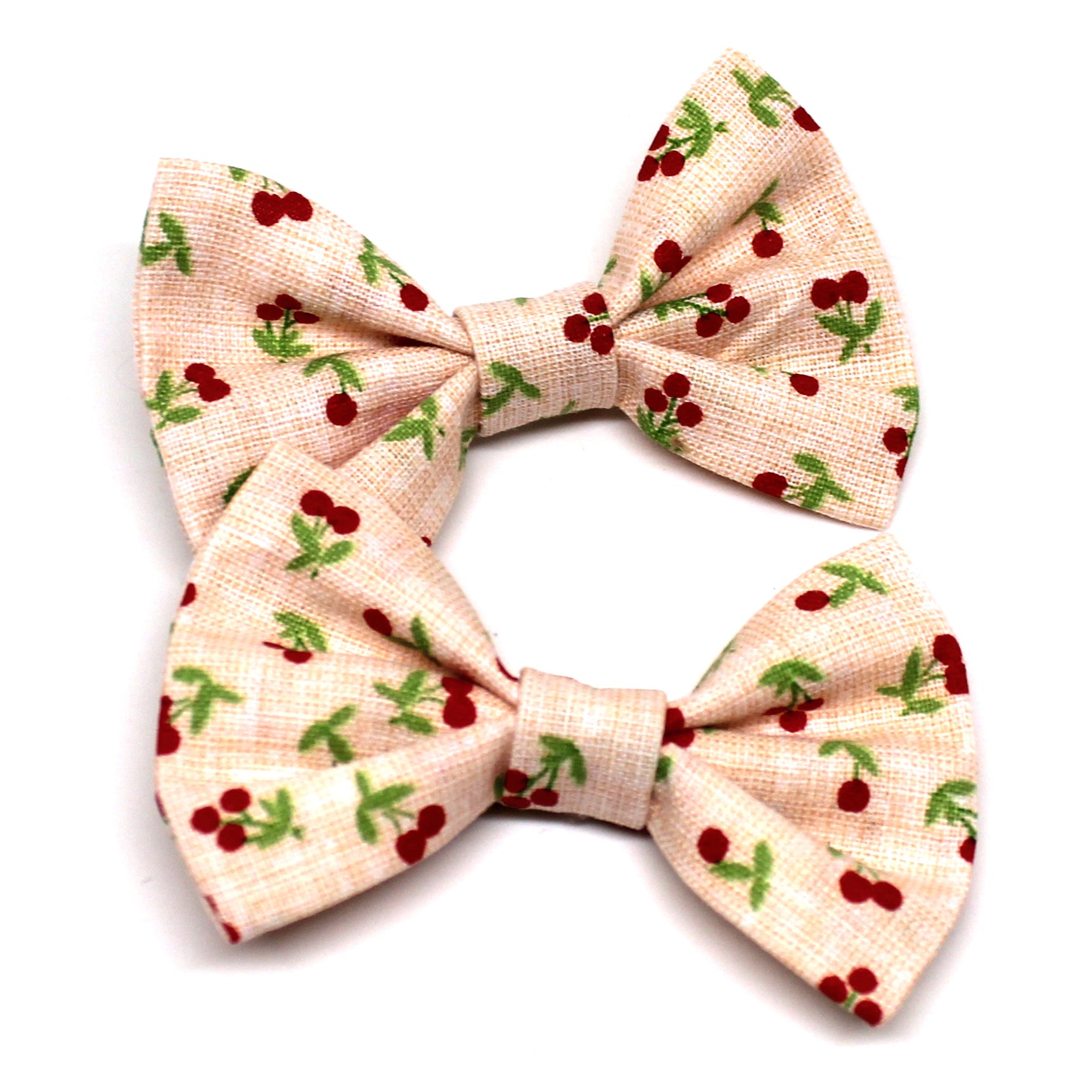 Cherry Fabric Pigtail Clips