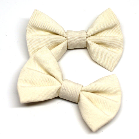 Cream Fabric Pigtail Clips