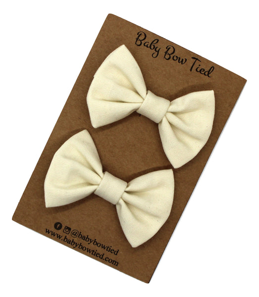 Cream Fabric Pigtail Clips