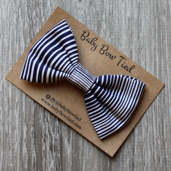 Dark Blue Striped Bow Tie