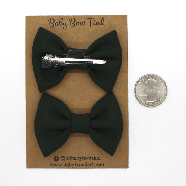 Forrest Green Fabric Pigtail Clips