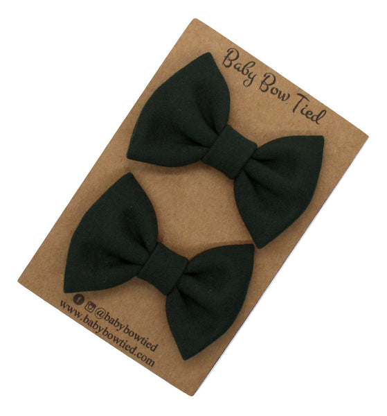 Forrest Green Fabric Pigtail Clips