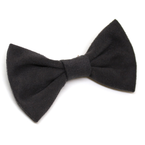 Gray Faux Suede Bow Tie