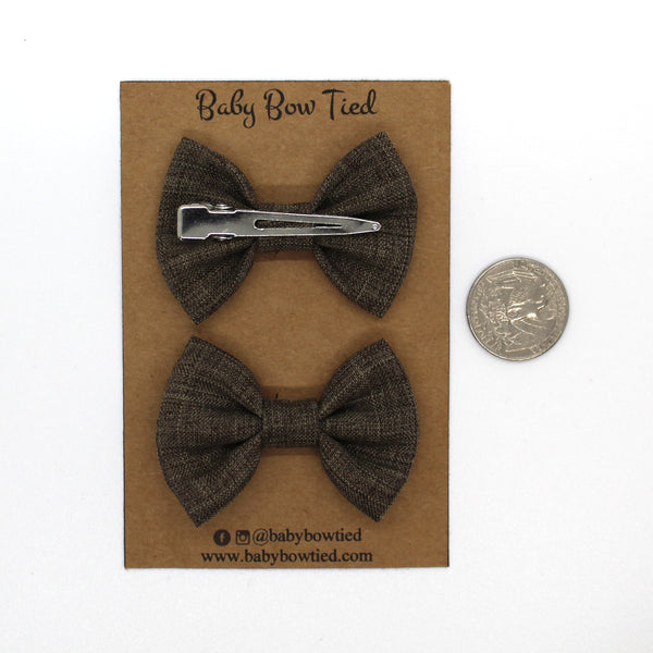 Heather Brown Fabric Pigtail Clips