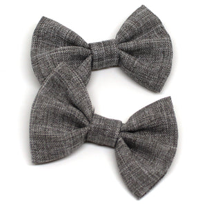 Heather Grey Fabric Pigtail Clips