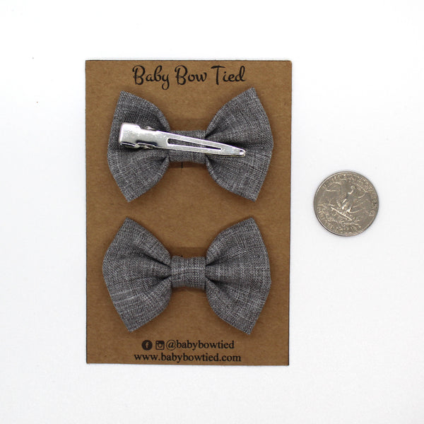 Heather Grey Fabric Pigtail Clips
