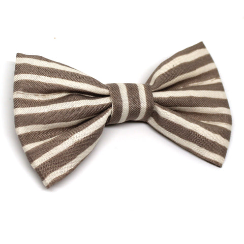 Gray Horizontal Striped Bow Tie