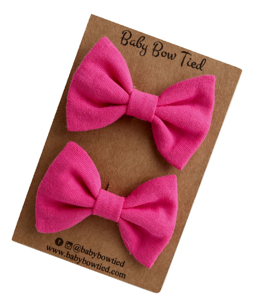 Hot Pink Fabric Pigtail Clips