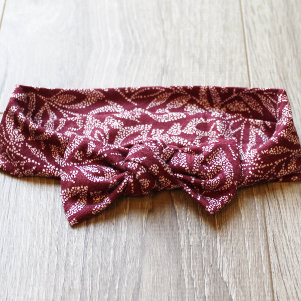 Patterned Burgundy Headband