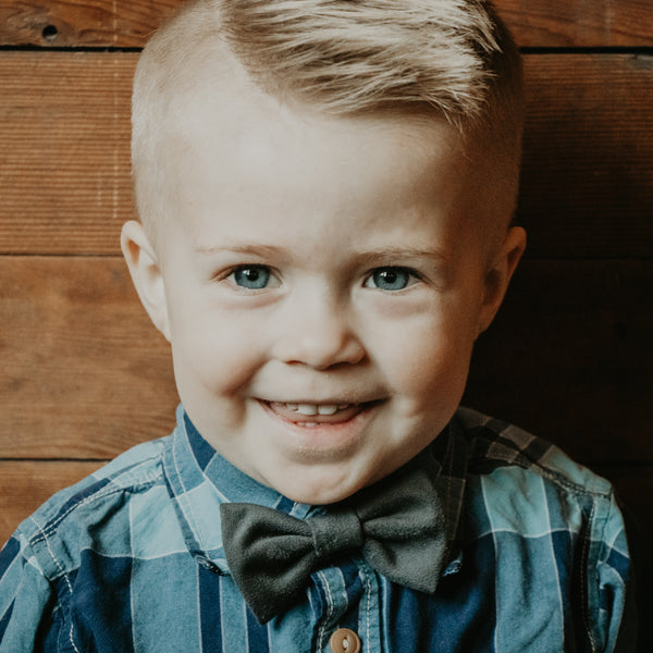 Gray Faux Suede Bow Tie