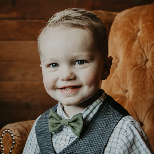 Green Faux Suede Bow Tie