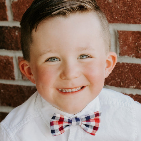 Red + Blue Plaid Bow Tie