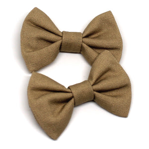 Khaki Fabric Pigtail Clips