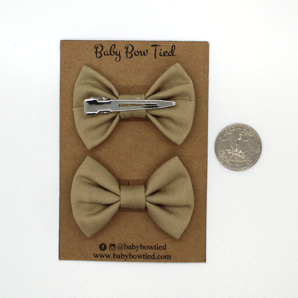 Khaki Fabric Pigtail Clips