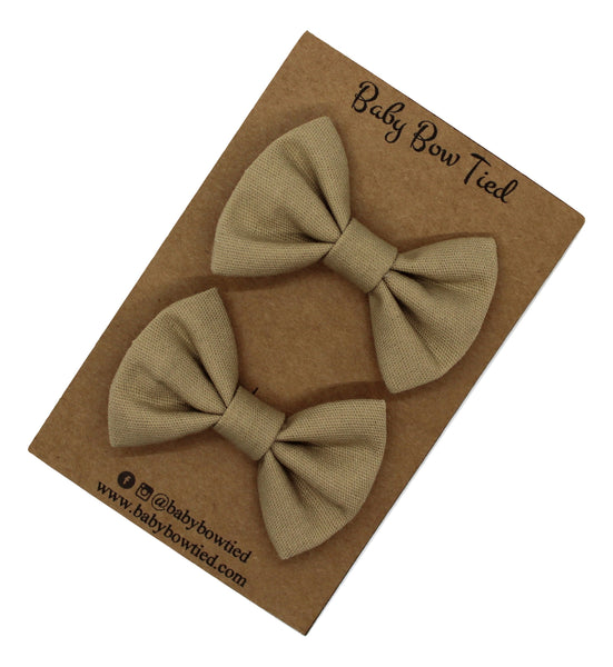 Khaki Fabric Pigtail Clips
