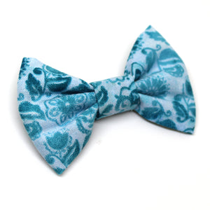 Light Blue Floral Bow Tie
