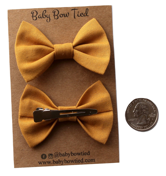 Mustard Yellow Fabric Pigtail Clips