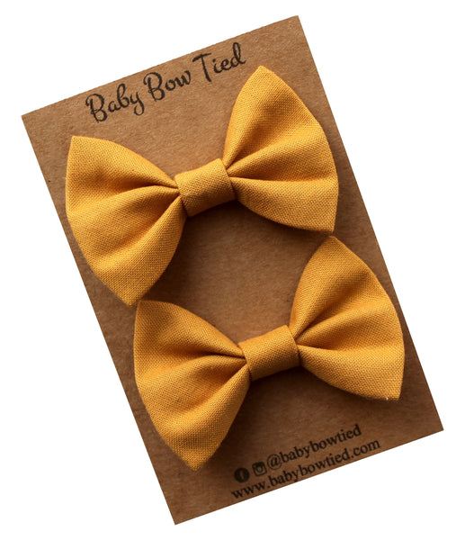 Mustard Yellow Fabric Pigtail Clips