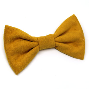 Mustard Yellow Faux Suede Bow Tie