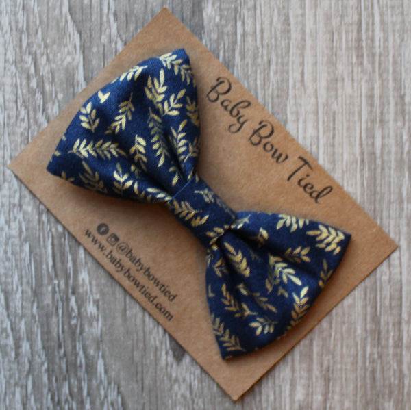 Navy Gold Leaf Bow Tie