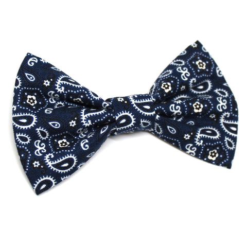 Navy Paisley Bow Tie
