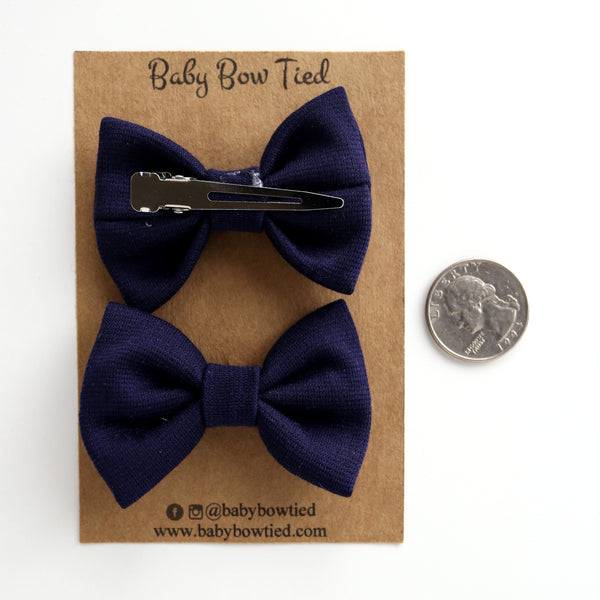 Navy Fabric Pigtail Clips