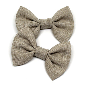 Oatmeal Fabric Pigtail Clips