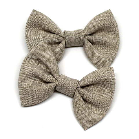 Oatmeal Fabric Pigtail Clips