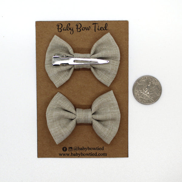 Oatmeal Fabric Pigtail Clips
