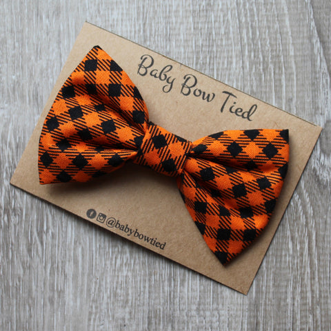 Orange + Black Checkered Bow Tie