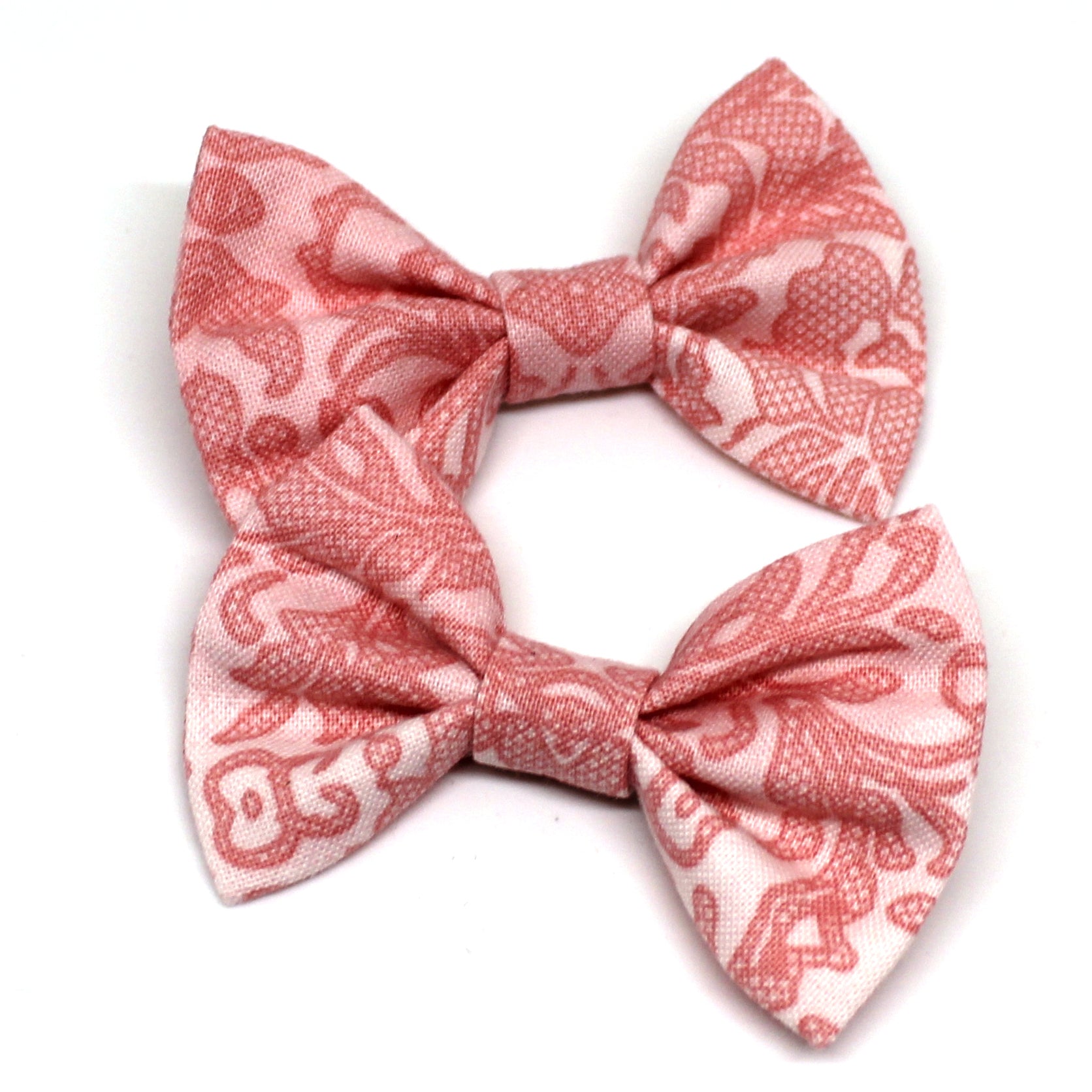 Pink Floral Fabric Pigtail Clips
