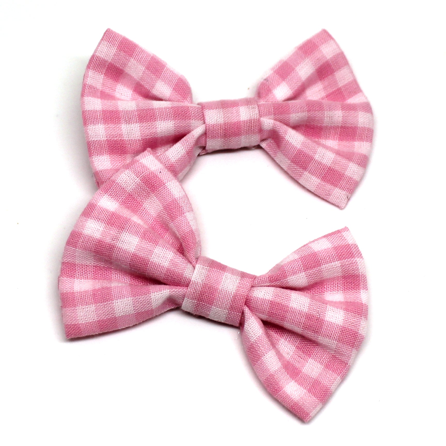 Pink Gingham Fabric Pigtail Clips