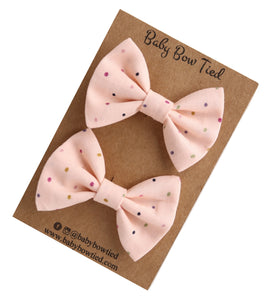 Pink Polka Dot Fabric Pigtail Clips