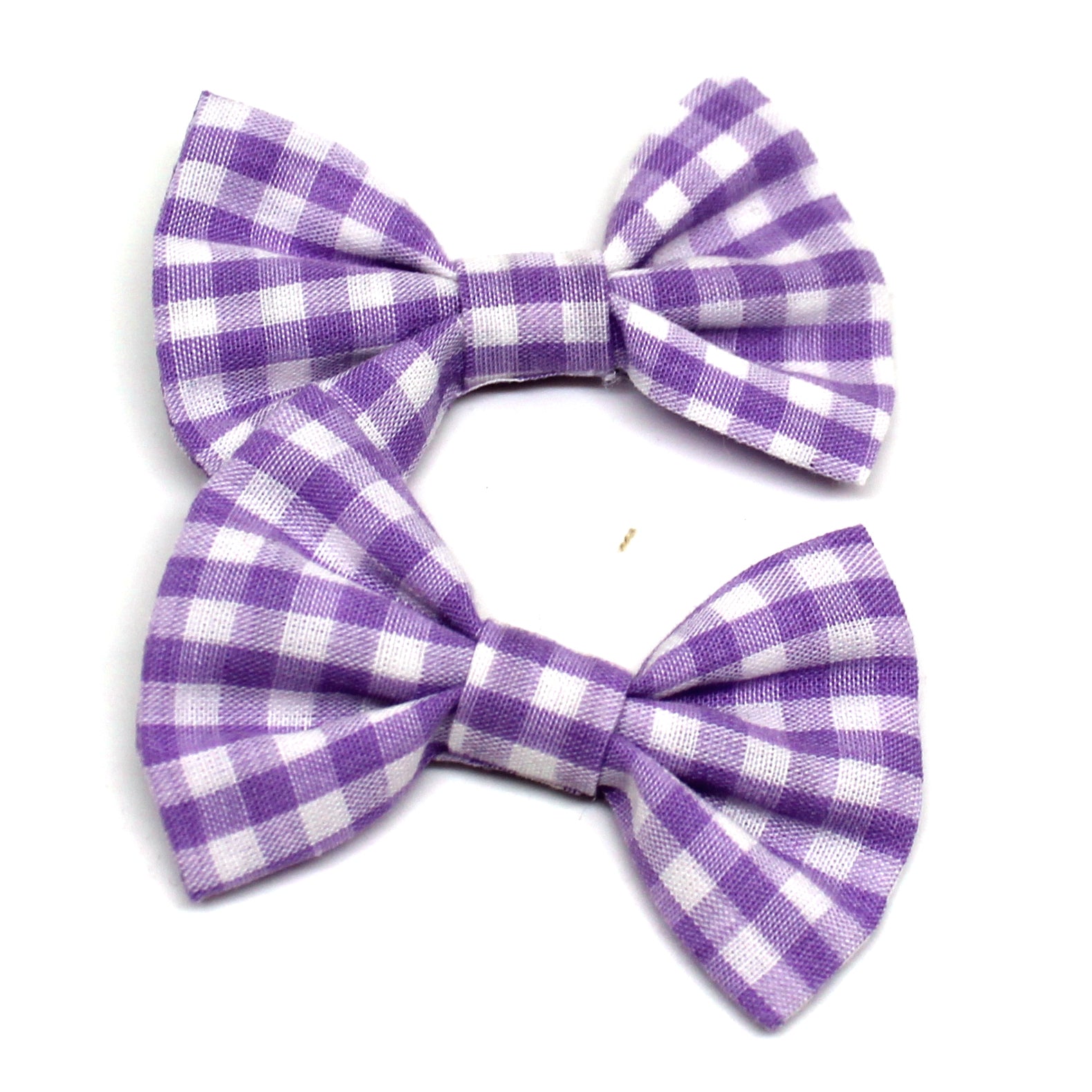 Purple Gingham Fabric Pigtail Clips