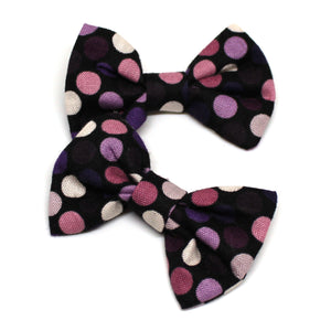 Purple Polka Dot Fabric Pigtail Clips