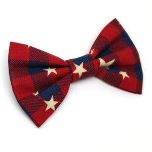 Red Plaid Stars Bow Tie