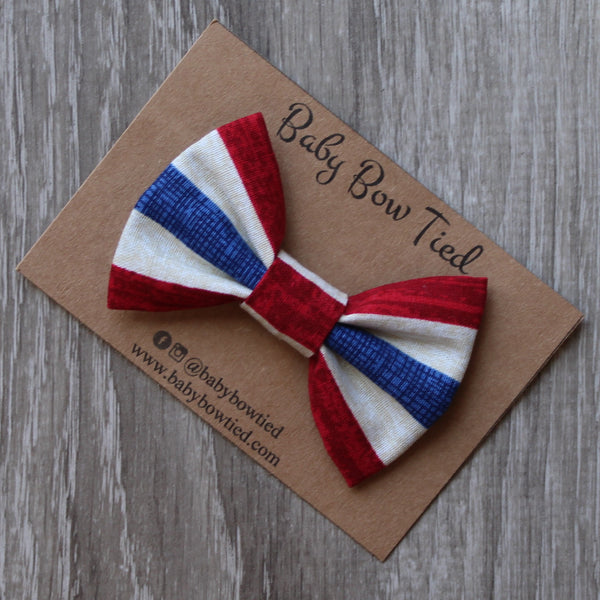 Red, White, and Blue Horizontal Striped Bow Tie